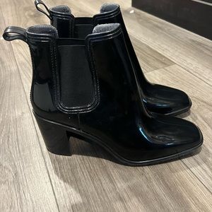 Nwots Black Shoedazzle Heeled Rain Booties Size 11